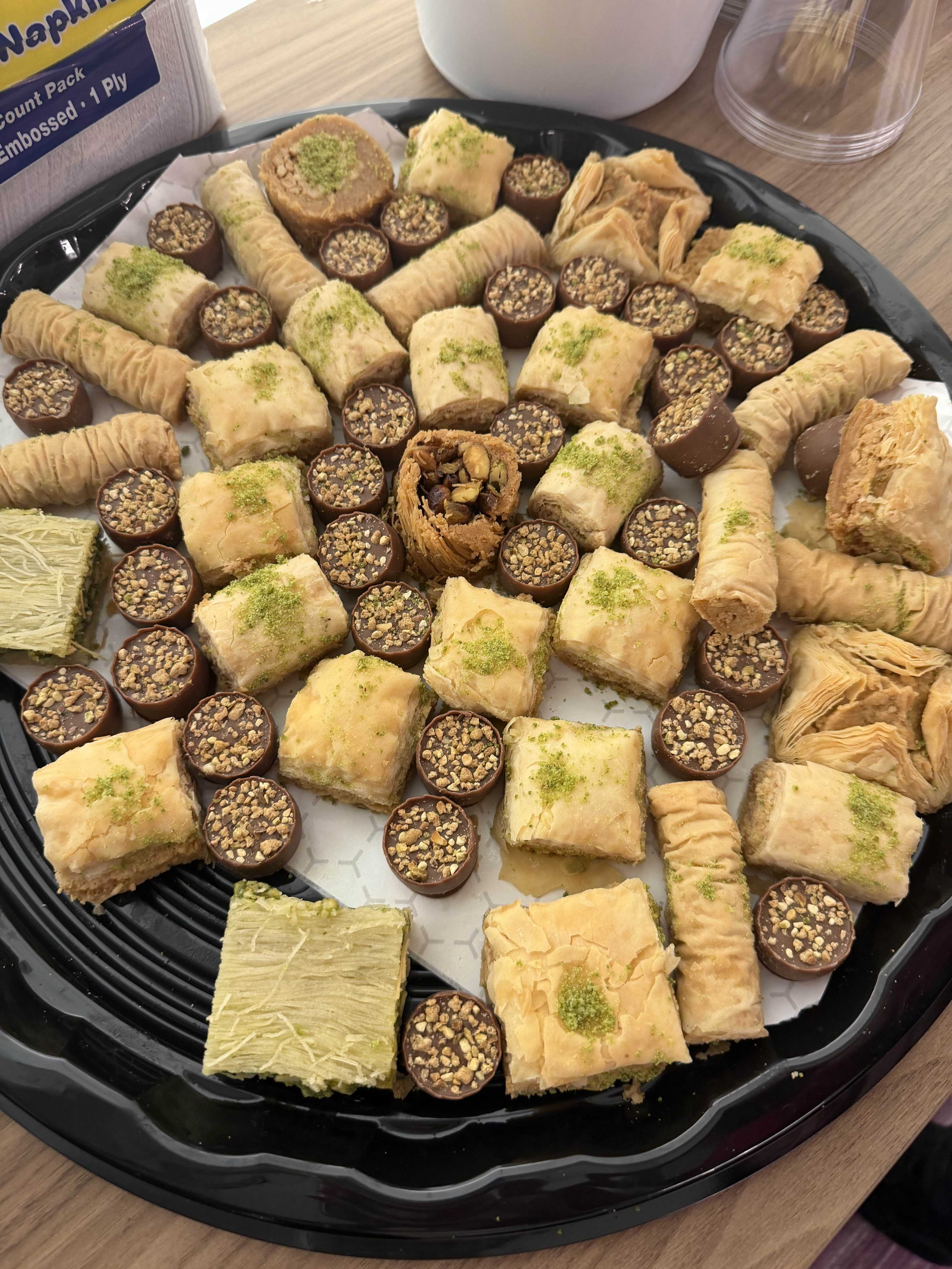 Assorted baklava and Middle Eastern pastries with pistachio
