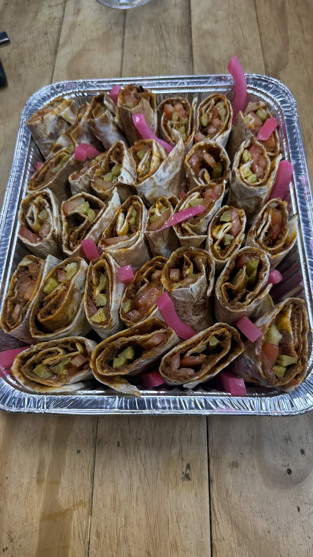 Shawarma wraps with pickled turnips catering tray